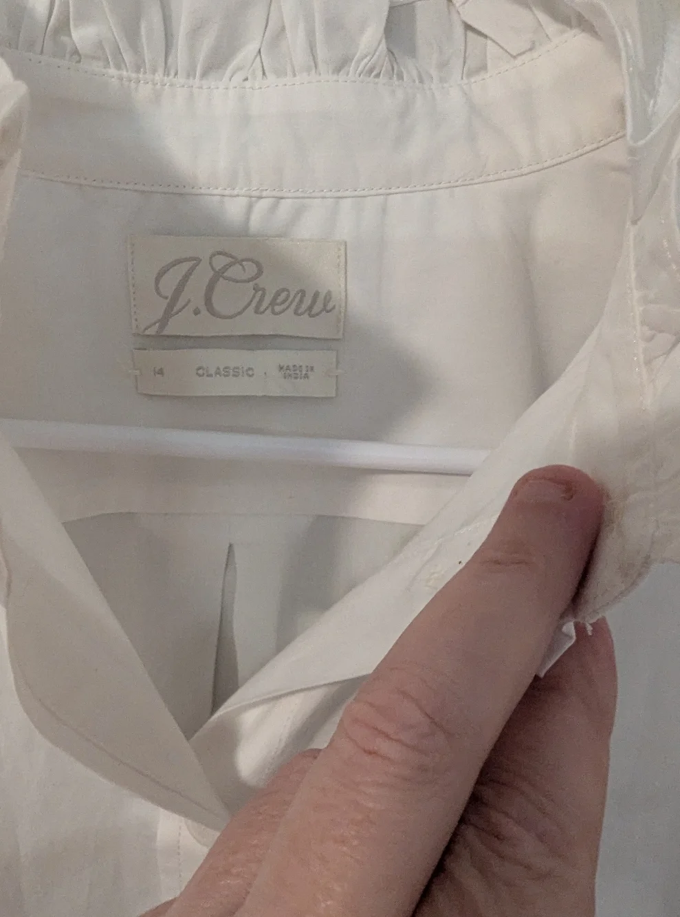 J. Crew, White Ruffle Collar Button-Down Shirt,M - Picture 4 of 6